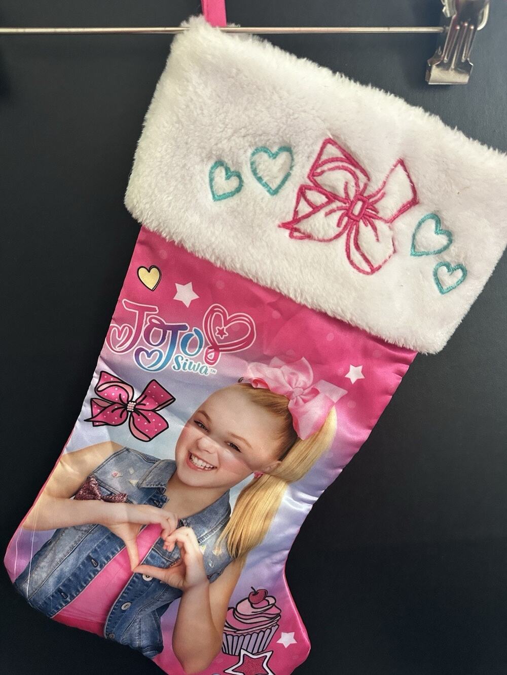 JoJo Siwa Christmas Stocking Nickelodeon Pink Bow Hearts 2019 Holiday 16”
